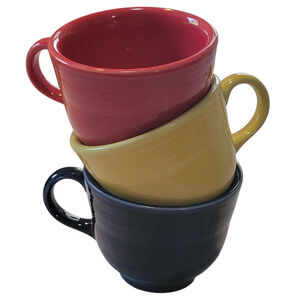 Fiesta Ware Cup Trio Scarlet, Cobalt (Retired), Daffodil (Retired) USA Made HLC